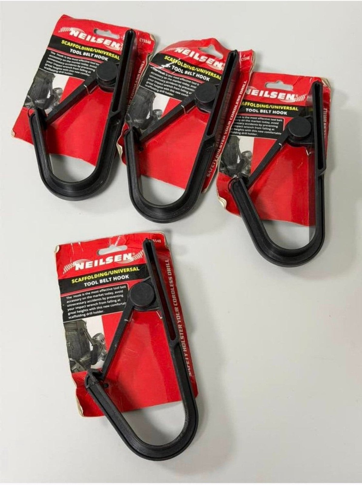 4x Neilsen gereedschapsgordelhaak gereedschap riem haak klem, P, P, P, Nieuw