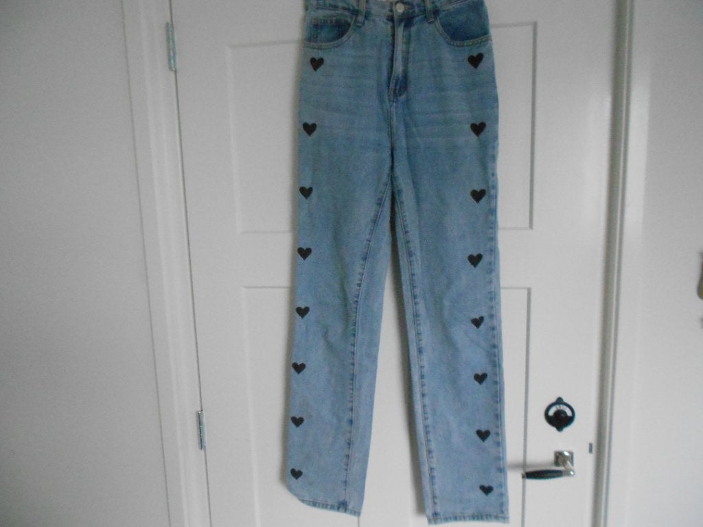 Redial blauwe jeans met hartjes, maat 36, Redial, Zo goed als nieuw, W28 - W29 (confectie 36), Verzenden
