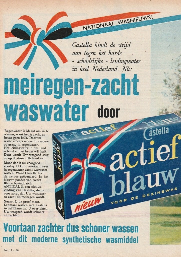 Retro reclame 1963 Castella Nijmegen wasmiddel mei-fris, Verzenden, Overige typen