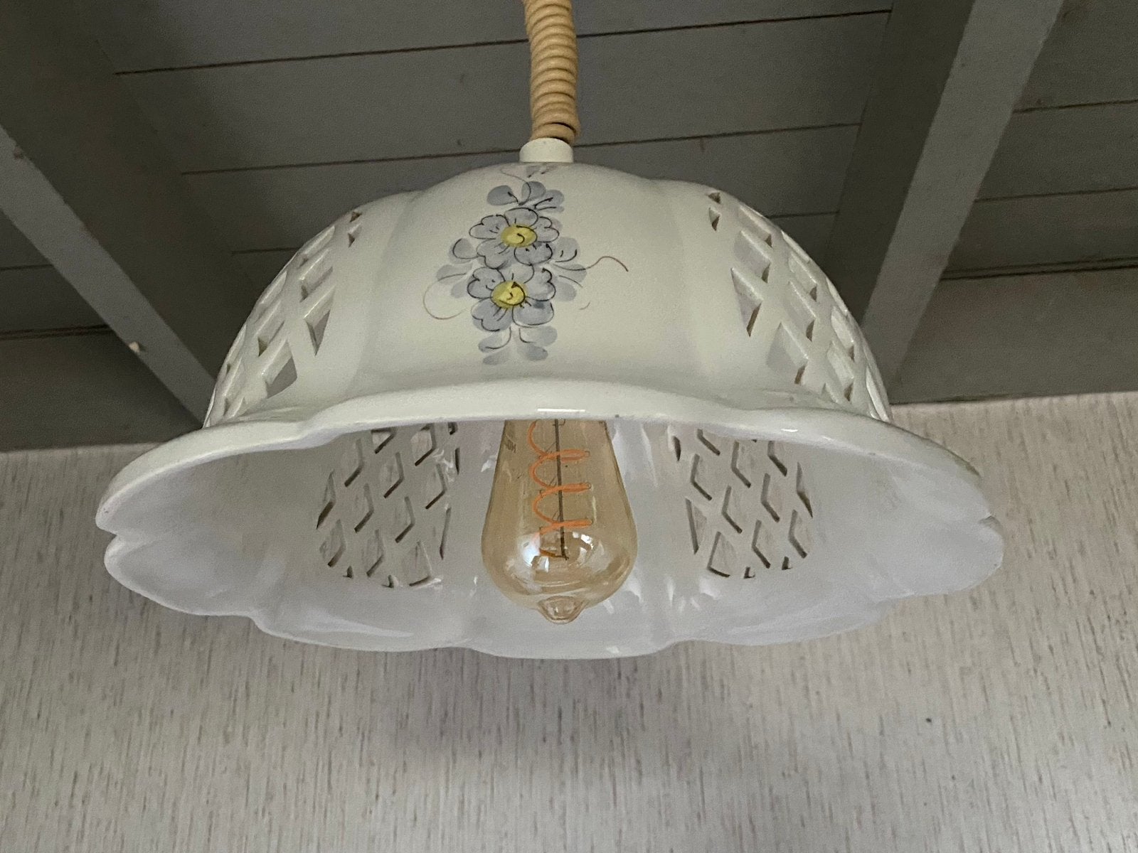 Vintage ceramische hanglamp tafellamp, Kunststof, Gebruikt, Vintage, E27 (groot)