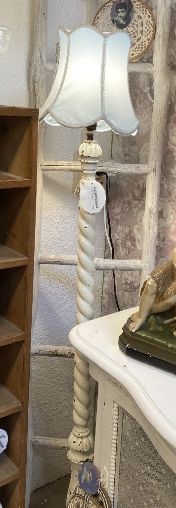 Brocante houten witte vloerlamp - lampenvoet, Ophalen