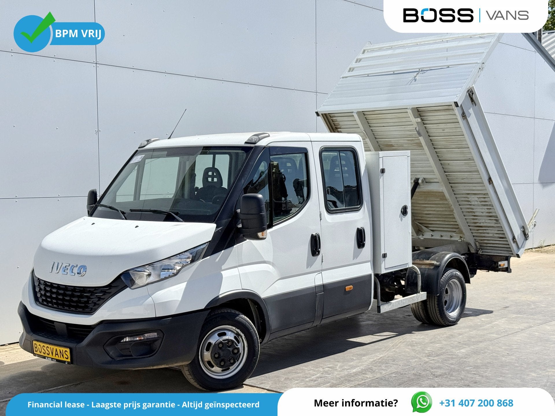 Iveco Daily 35C14 2.3 Kipper Dubbele Cabine Dubbellucht 3,5t, Auto's, 13 km/l, Gebruikt, Zwart, Iveco
