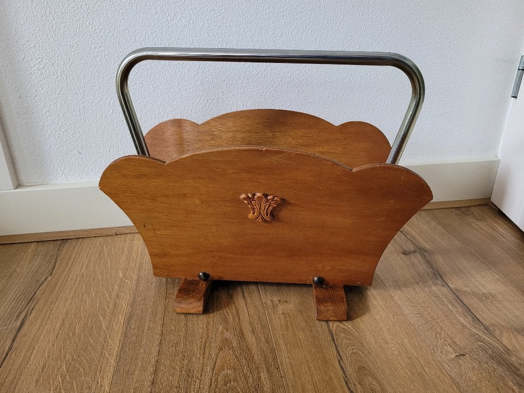 Vintage mid century tijdschriften houder/ krantenbak, Ophalen, Gebruikt