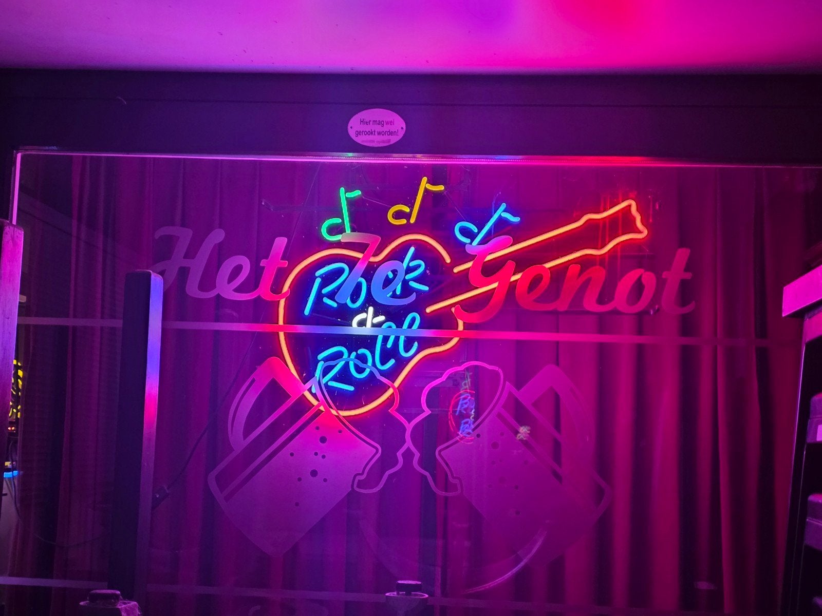 Neonreclame 'Het Rock & Roll Genot' - Unieke Decoratie, Ophalen, Gebruikt, Retro, Rock & Roll, Bar, Neon