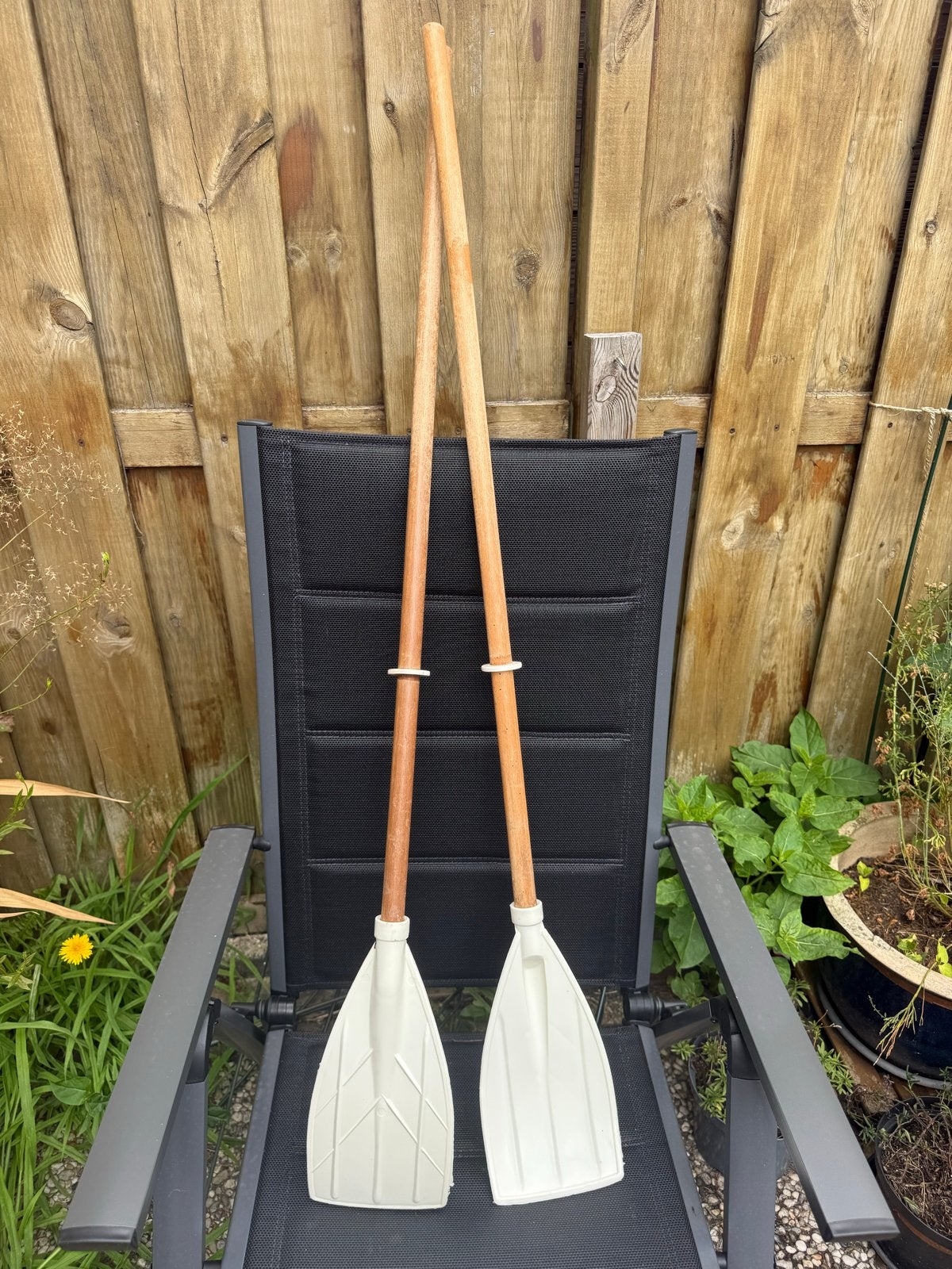 Houten roeispanen - set van 2 - 114 cm, Watersport en Boten, Peddels, Ophalen, Gebruikt