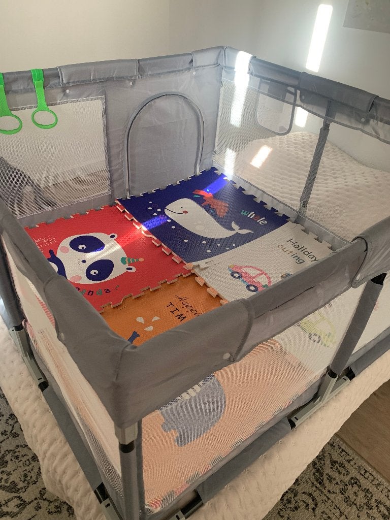 Grijs Playpen 120x120 met play mat, Ophalen of Verzenden, Zo goed als nieuw, Overige materialen