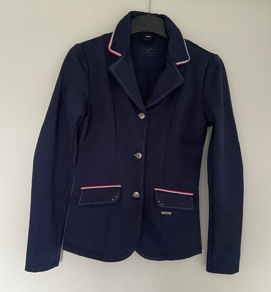 QHP Coco wedstrijdjasje donkerblauw, maat 176, Dieren en Toebehoren, Paardrijkleding, Blauw, Gebruikt, Kinderen, Overige maten