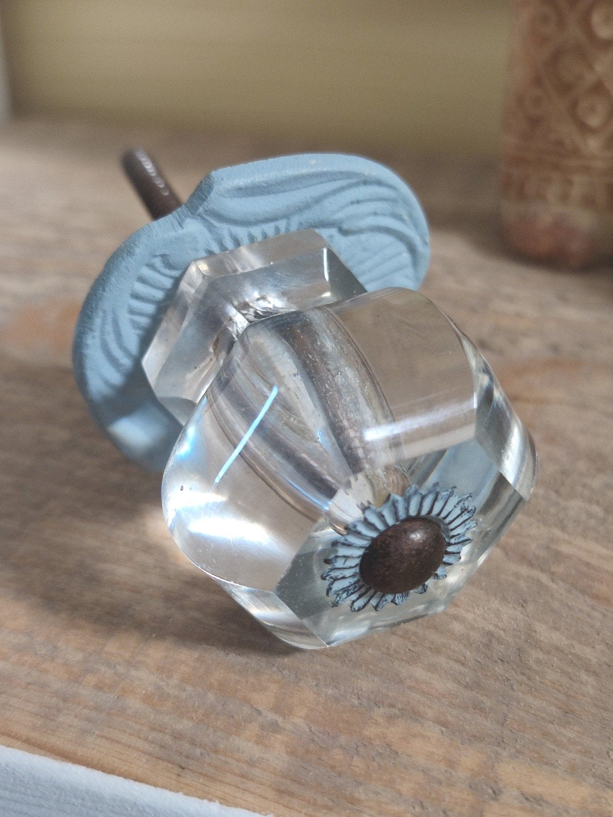 Vintage glazen deurknop ladeknop meubelknop 4 st. kastknop, Ophalen of Verzenden, Gebruikt, Overige materialen, Overige typen