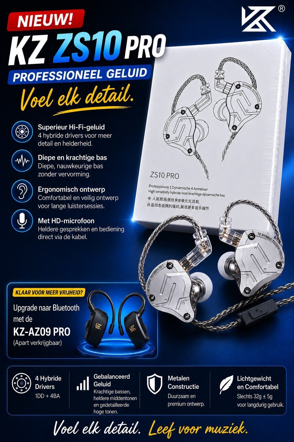 KZ ZS10 Pro In-ear - Nieuw in doos - Fabriek Geseald, Overige merken, In-ear, Draadloos, Nieuw