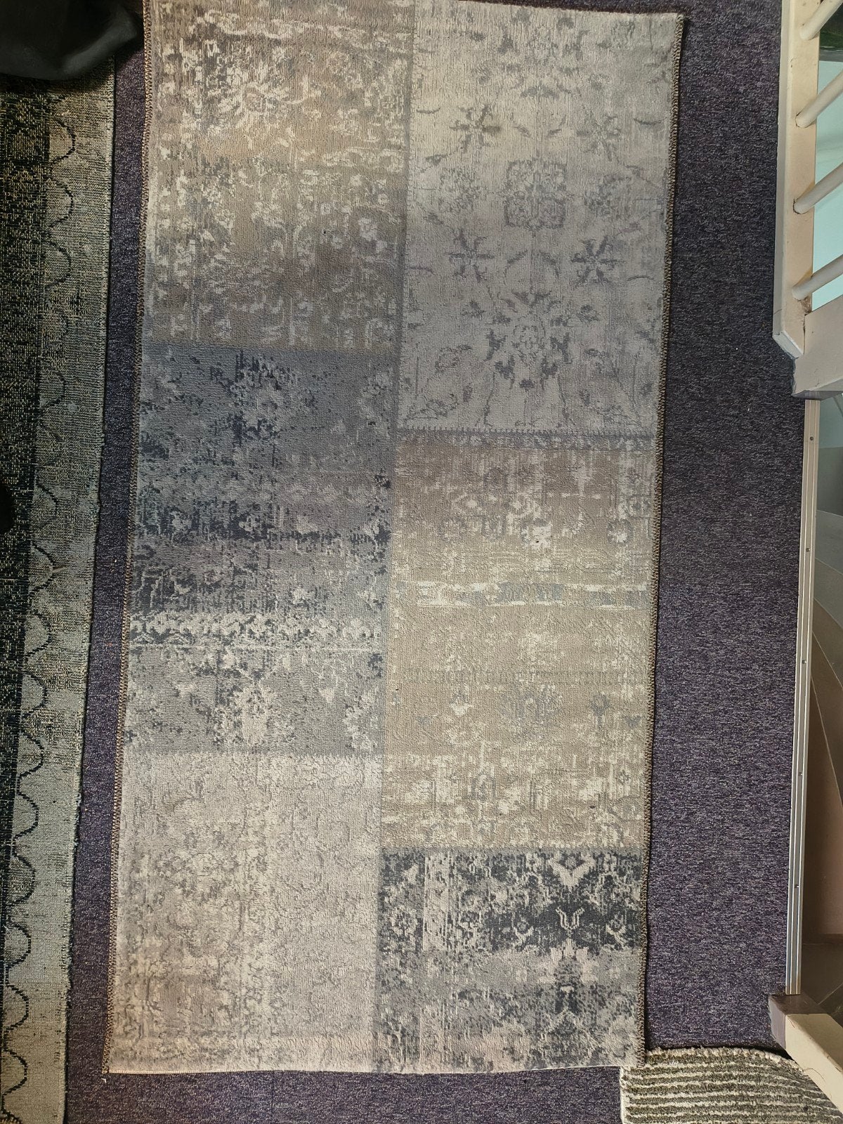 2x Vintage Patchwork Vloerkleed 80x150 cm, 100 tot 150 cm, Grijs, Vintage Patchwork, Zo goed als nieuw