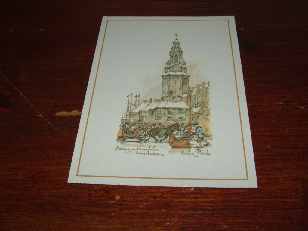 148- Anton Pieck kaart: Haringpakkers Toren Amsterdam, 1960 tot 1980, Gebruikt, Verzenden, Gebouw
