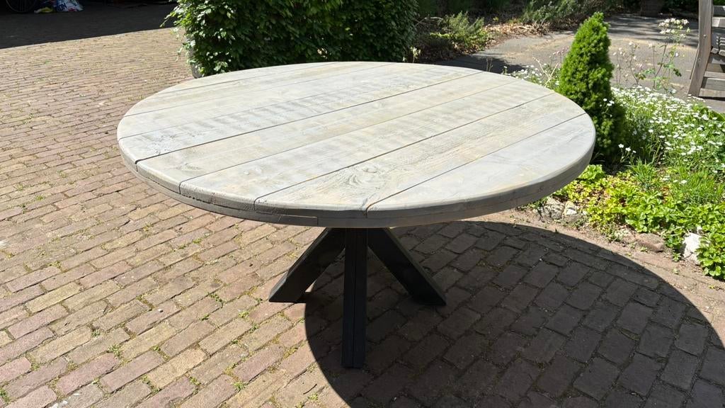 Grote ronde eettafel 147 cm diameter, Huis en Inrichting, Tafels | Eettafels, Ophalen, Rond, Zo goed als nieuw, Overige houtsoorten