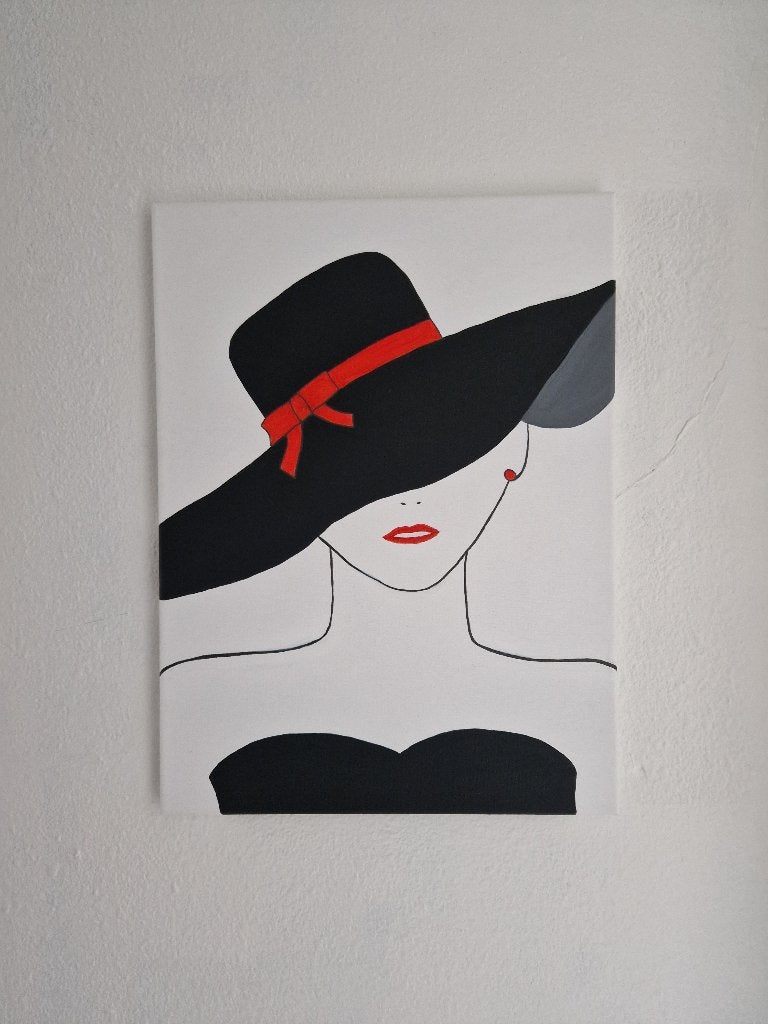 Classy Lady modern acrylschilderij op canvas, Antiek en Kunst, Verzenden, Handgeschilderd, Overige materialen, Figuren