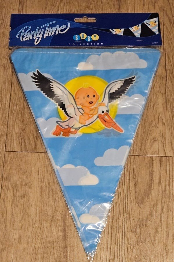 Party Time Baby Collection Slingervlaggetjes Ooievaar, Versiering, Onbekend, Nieuw, Ophalen of Verzenden