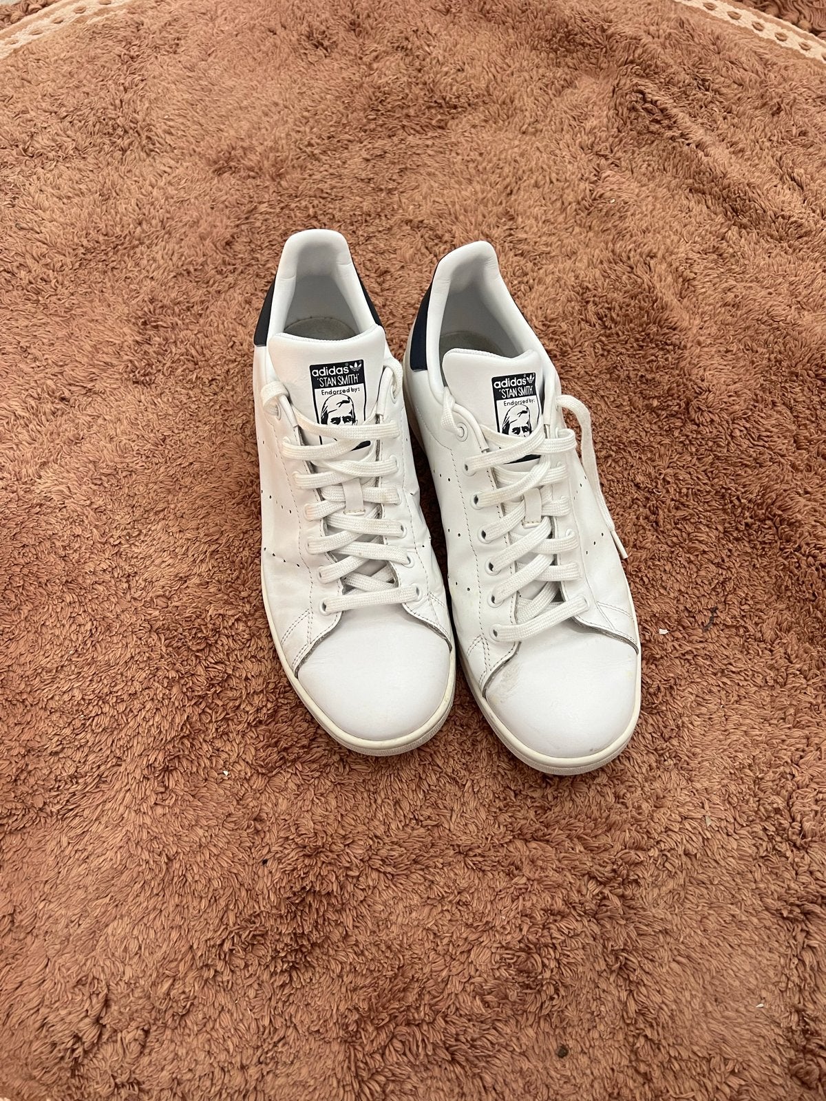 Adidas Stan Smith sneakers wit met donkerblauw, Ophalen of Verzenden, Gedragen, Wit, Sneakers of Gympen