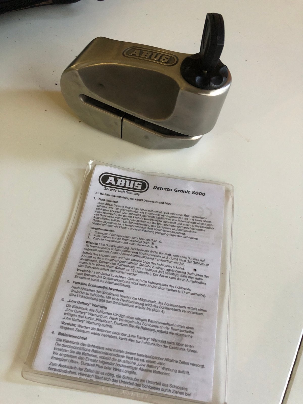 ABUS Detecto Granit 8000 schijfremslot met alarm, Motoren, Ophalen, Gebruikt