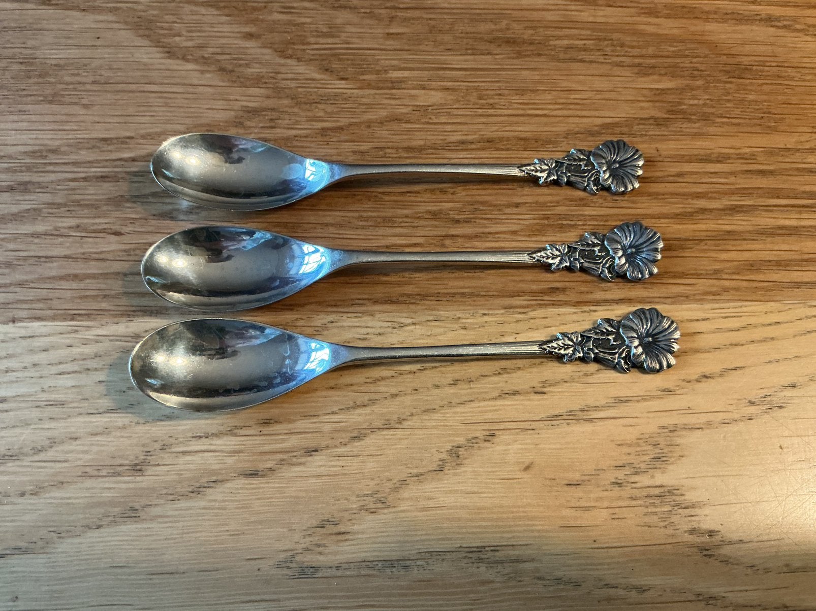 Setje zilveren bloemen lepeltjes, Ophalen of Verzenden
