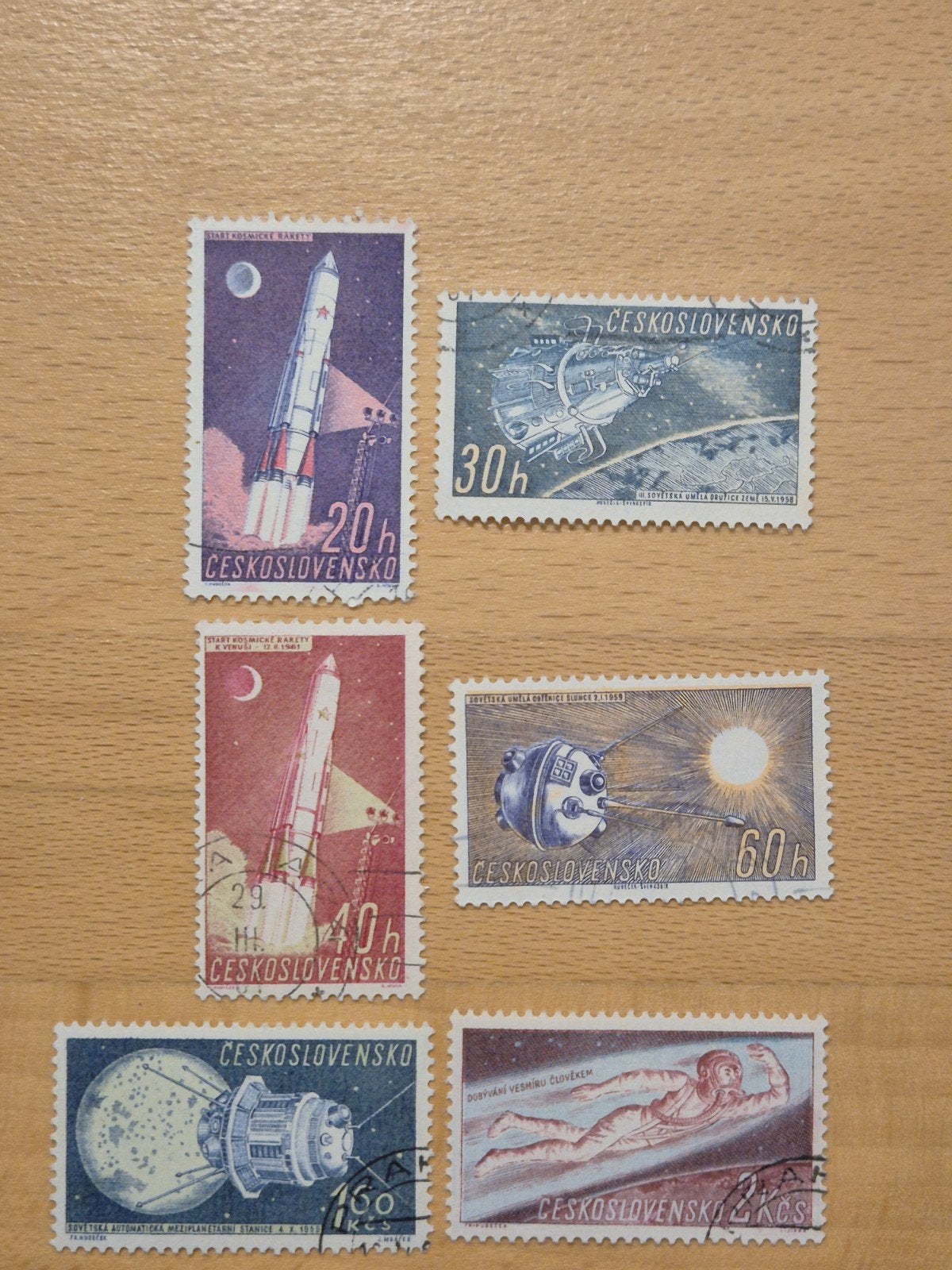 Tsjechoslowakije 1961 ruimtevaart, Ophalen of Verzenden, Overige landen, Gestempeld
