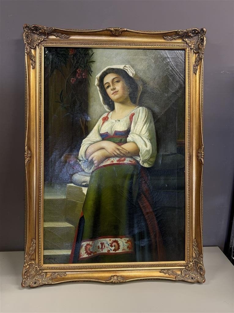 Schilderij - olie schilderij met handtekening p. bianchi You, Antiek en Kunst, Ophalen of Verzenden