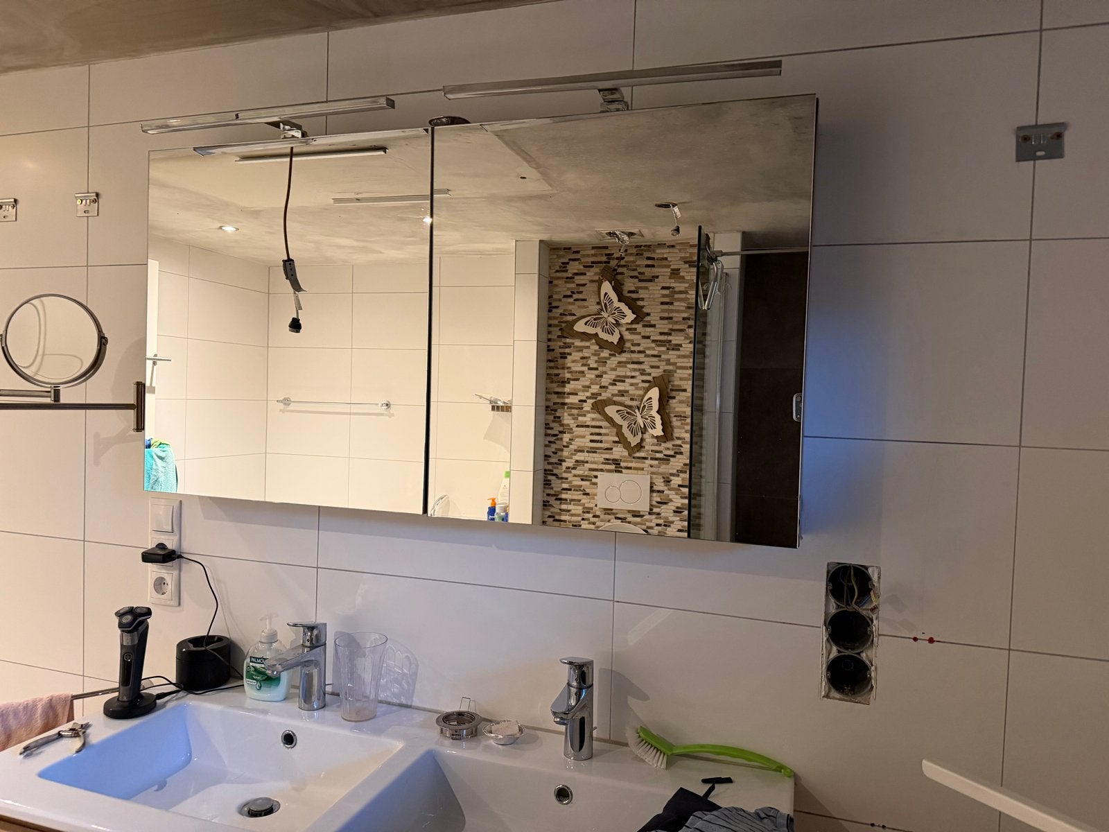 Badkamermeubelset: Spiegelkast, wasbak en hoge kast, Ophalen, Gebruikt, Spiegelkast