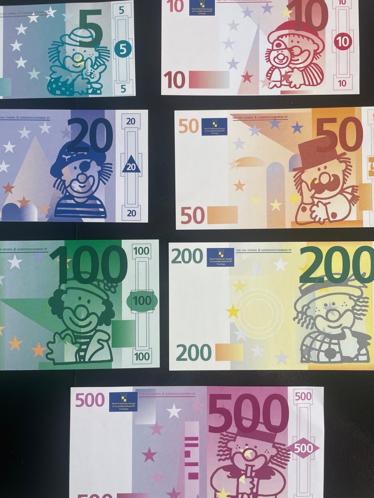 Euro biljetten set met stripfiguren (5-500 euro), Postzegels en Munten, Bankbiljetten | Europa | Eurobiljetten, Ophalen of Verzenden