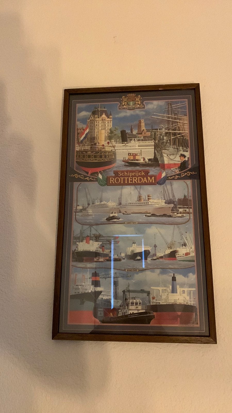 Ingelijste poster vande Rotterdamse haven en Witte Huis, Ophalen, Zo goed als nieuw