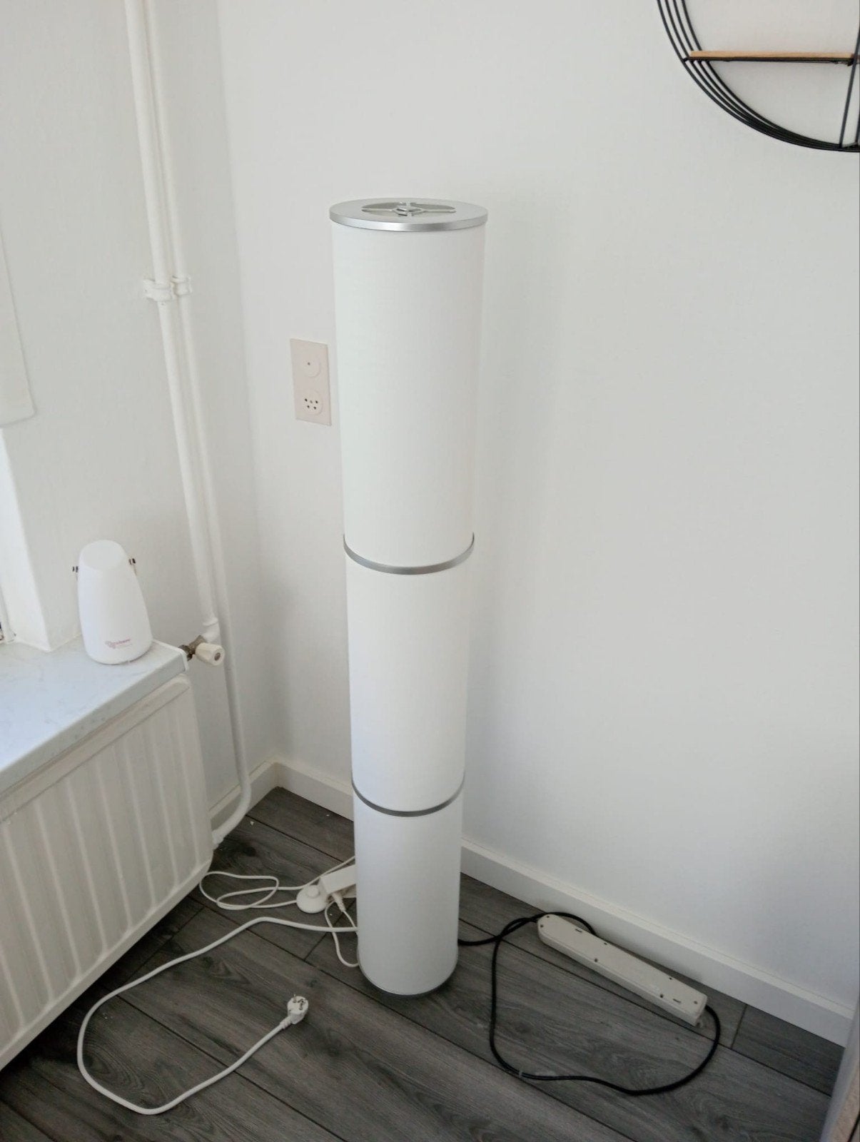 Papieren vloerlamp met dimmer en voetschakelaar, Ophalen, Gebruikt, Textiel, 100 tot 150 cm