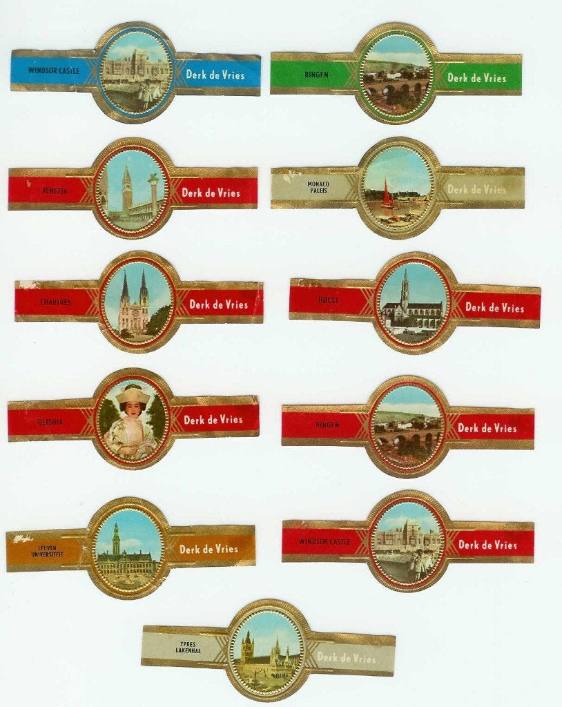 Sigarenbandjes Derk de Vries - 20 ex., Verzamelen, Rookartikelen, Aanstekers en Luciferdoosjes, Ophalen of Verzenden, Gebruikt
