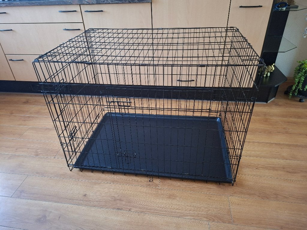 Zwarte Honden bench met twee deurtjes, Ophalen, Zo goed als nieuw
