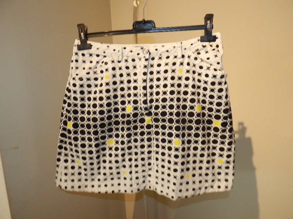 Versace sport vintage rok wit in zwart printje met geel S
