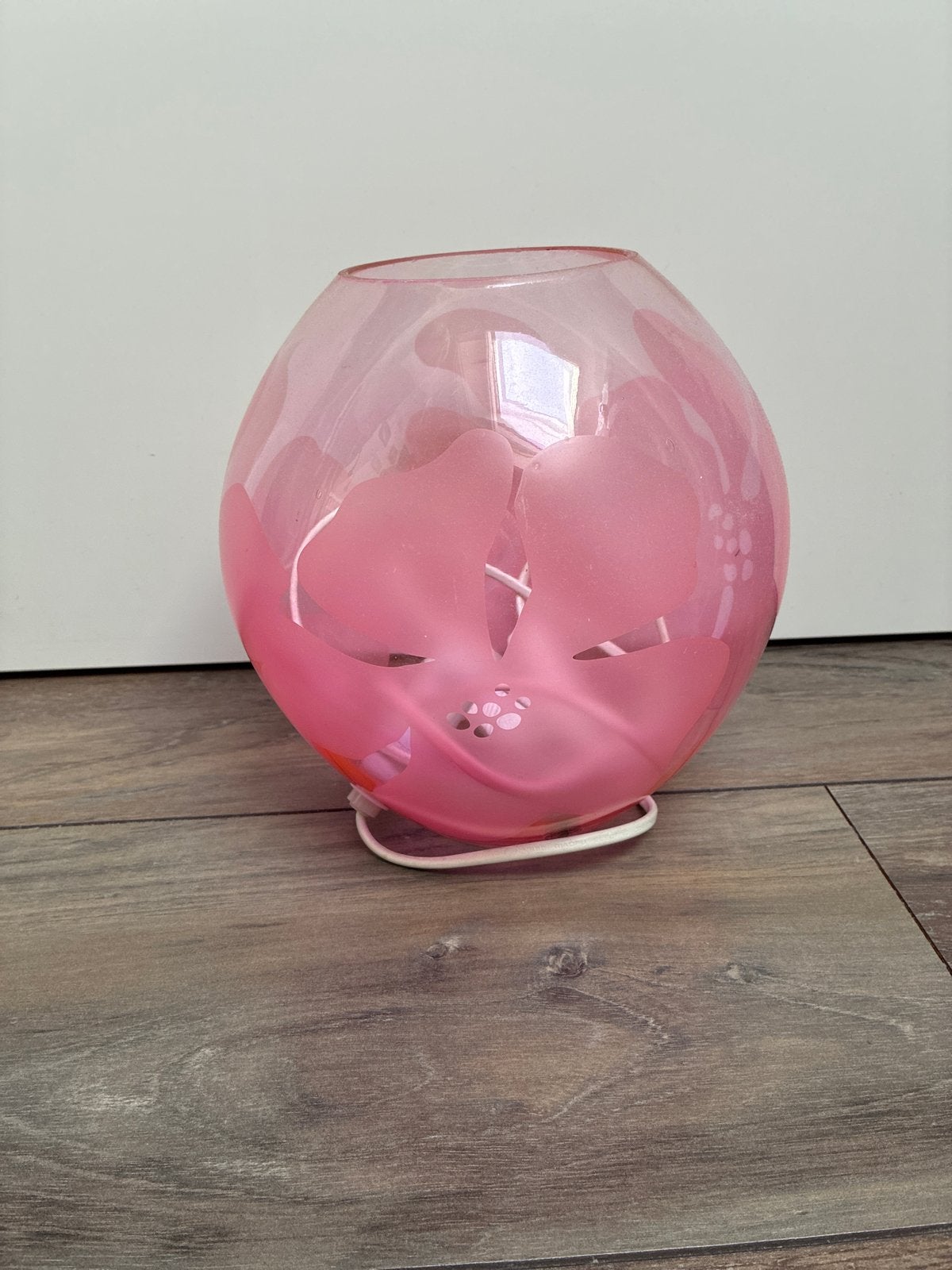 IKEA Knubbig Tafellamp - Roze met bloemmotief, Gebruikt, Ophalen of Verzenden, IKEA, Roze