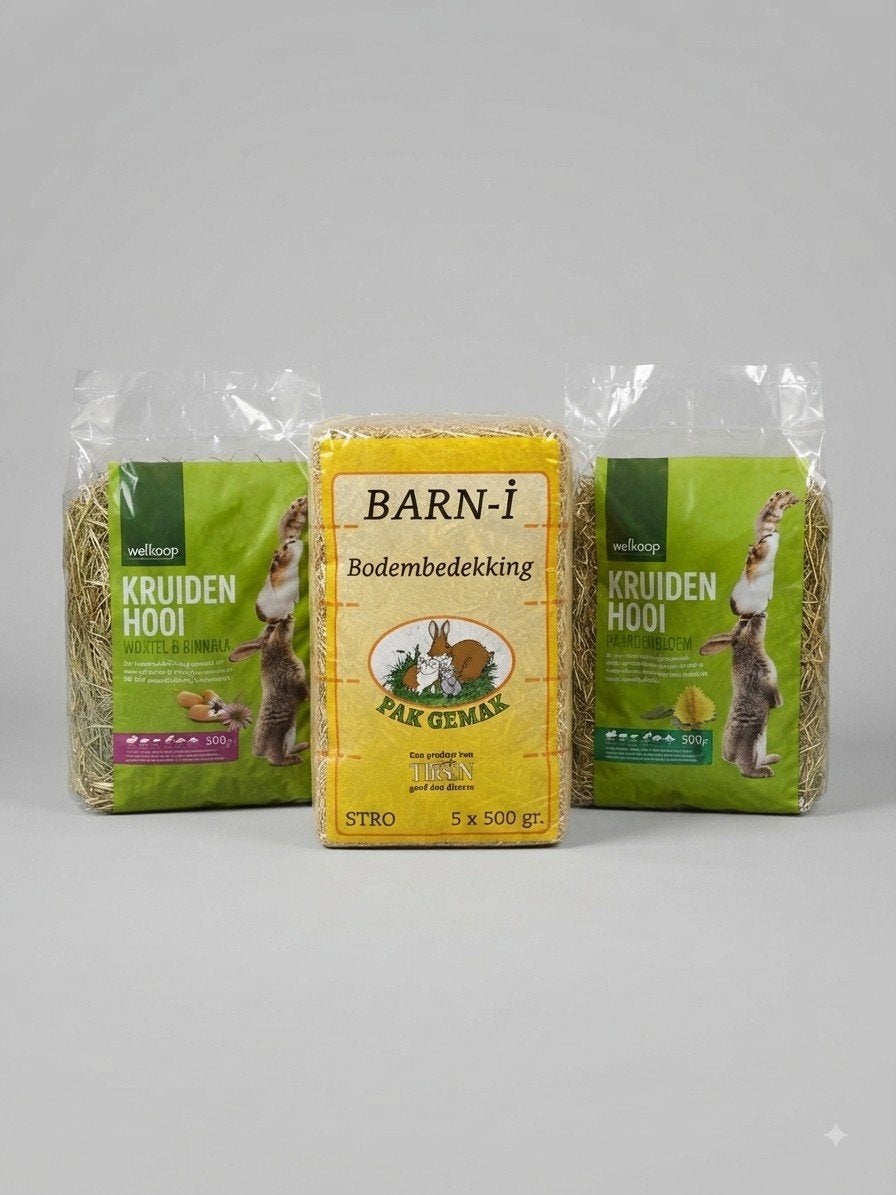 Dierenpakket: 2x Welk. Kruidenhooi + 1x Barn-i Bodembedekker, Ophalen, Knaagdier of Konijn