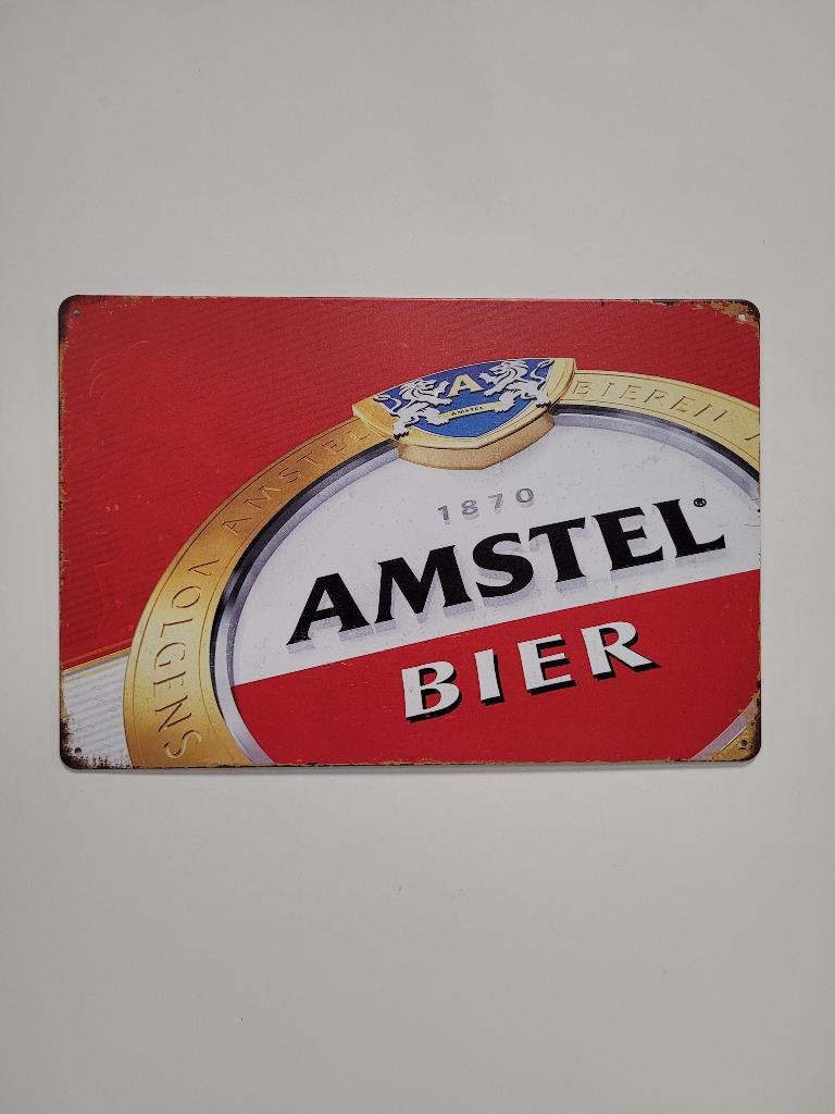 Amstel bier logo leeuw reclamebord van metaal wandbord deco, Verzamelen, Biermerken, Ophalen of Verzenden, Nieuw, Reclamebord, Plaat of Schild