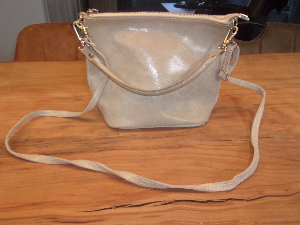 Beige leren tas / schoudertas / handtas, Sieraden, Tassen en Uiterlijk, Tassen | Damestassen, Ophalen of Verzenden, Gebruikt, Beige