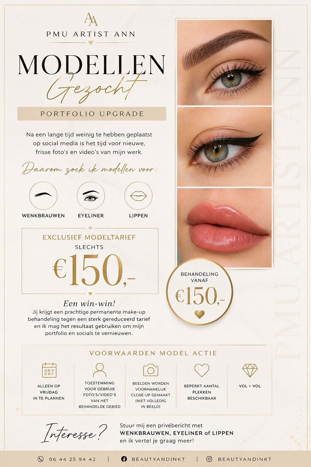 MODELS WANTED! permanente make up: wenkbrauwen, eyeliner & l