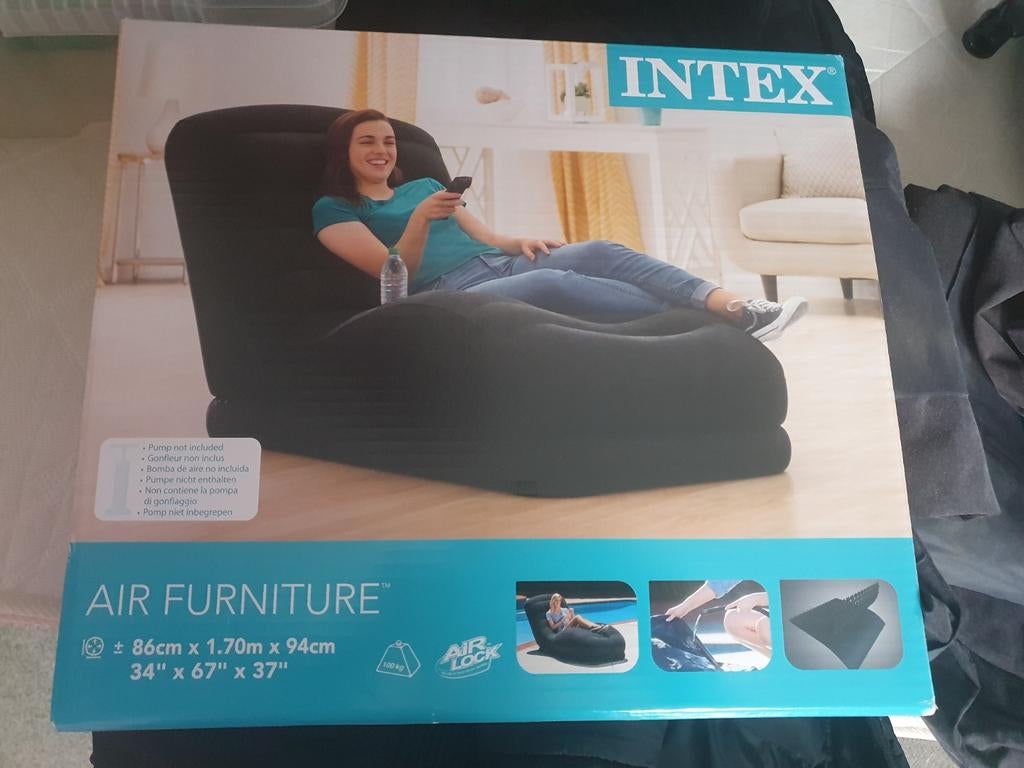 Intex Opblaasbare Stoel - Zwart - Comfortabel & Draagbaar, Caravans en Kamperen, Ophalen of Verzenden, Zo goed als nieuw