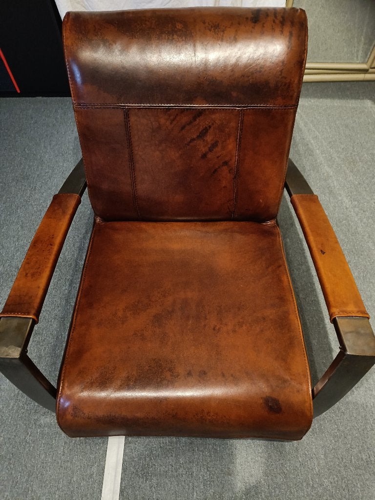 Bruin Schapenleer Fauteuil, 75 tot 100 cm, Ophalen of Verzenden, Zo goed als nieuw, Leer