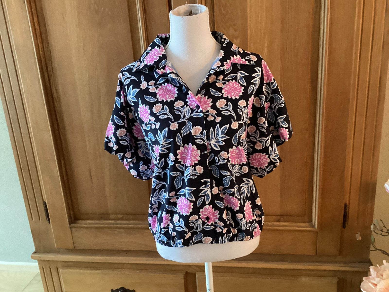 Studio Anneloes Blouse Zwart Bloemenprint Maat L, Zwart, Maat 42/44 (L), Ophalen of Verzenden, Zo goed als nieuw