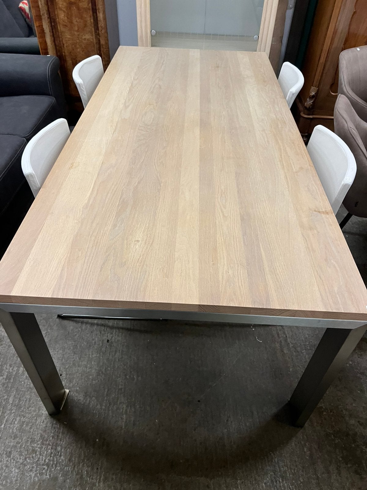 Eettafel  75/100/220cm, Ophalen, ., Zo goed als nieuw, 4 tot 6 stoelen
