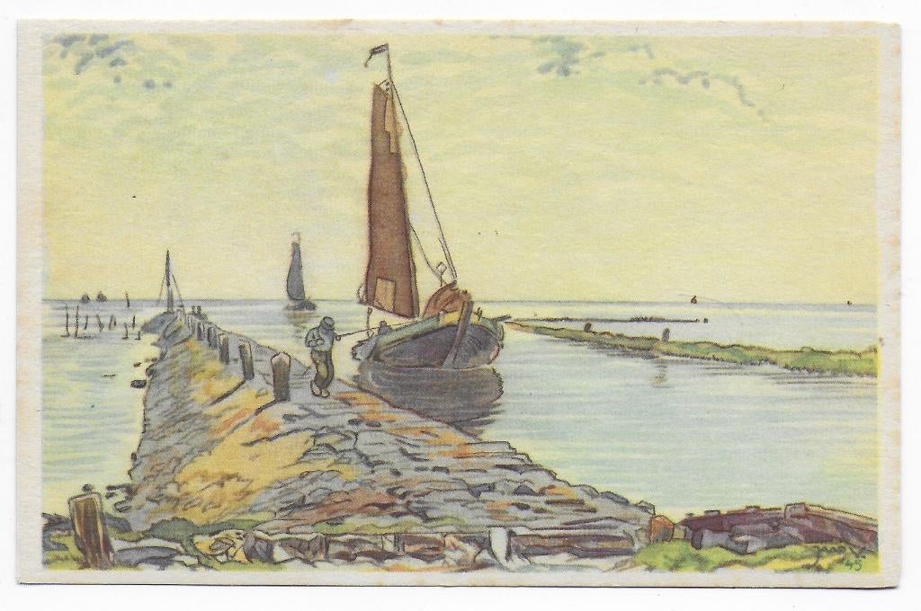 Bunschoten Spakenburg Ongelopen Ansichtkaart B6852, Ophalen of Verzenden, 1940 tot 1960, Ongelopen