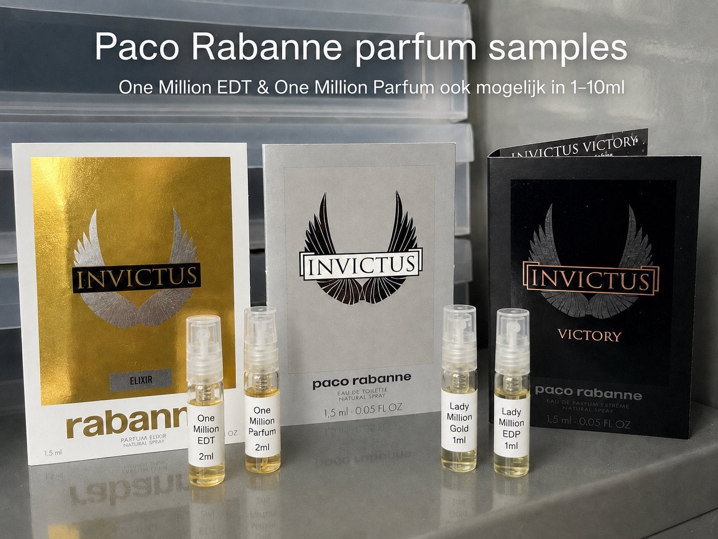 7x Paco Rabanne parfum samples / Heren & Dames, Ophalen of Verzenden, Zo goed als nieuw