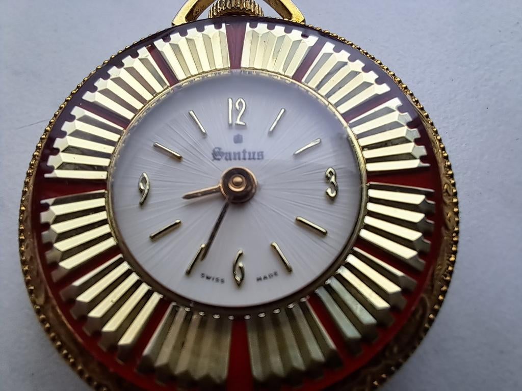 Antiek vintage Zwitsers Santus zakhorloge pendant + GRATIS, Overige merken, Zakhorloge, Staal, 1930 tot 1960