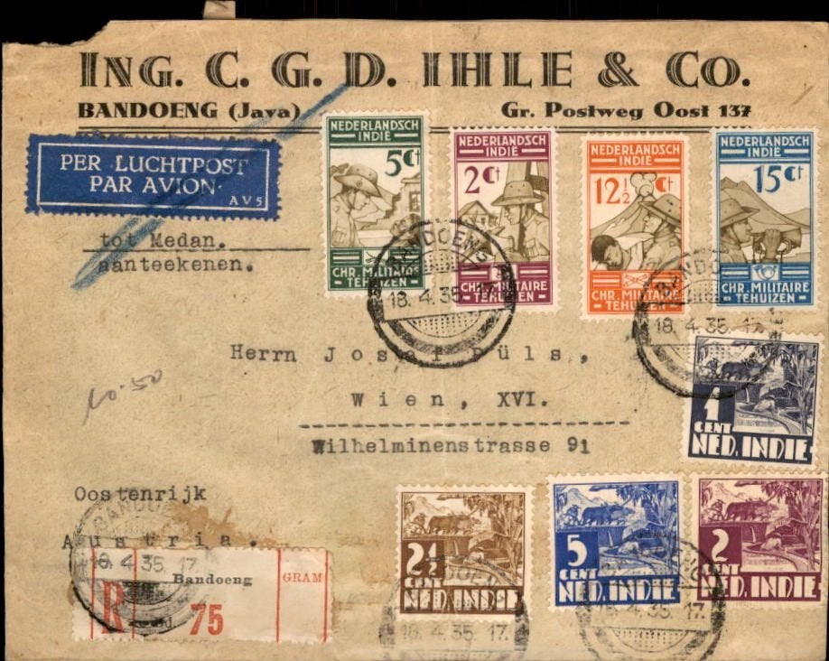Nederlands Indië - Reclame Ihle Frankering - 1938 Sluitzegel, Ophalen of Verzenden, Envelop