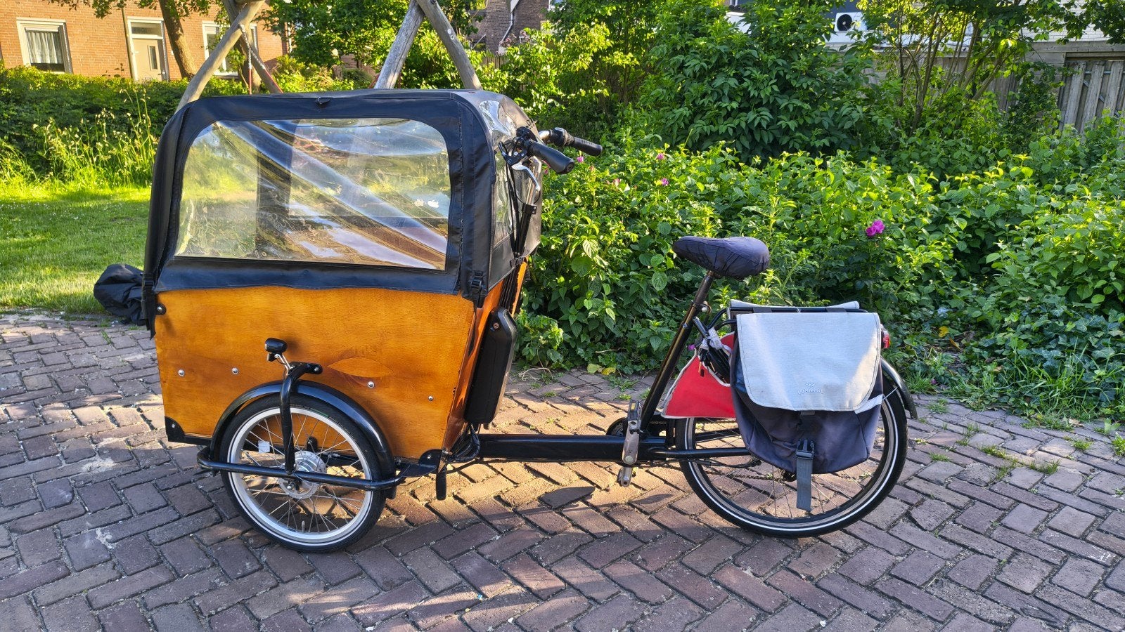 Babboe Bakfiets Driewieler Elektrisch met Huif, Ophalen, Gebruikt, 4 kinderen of meer, Huif