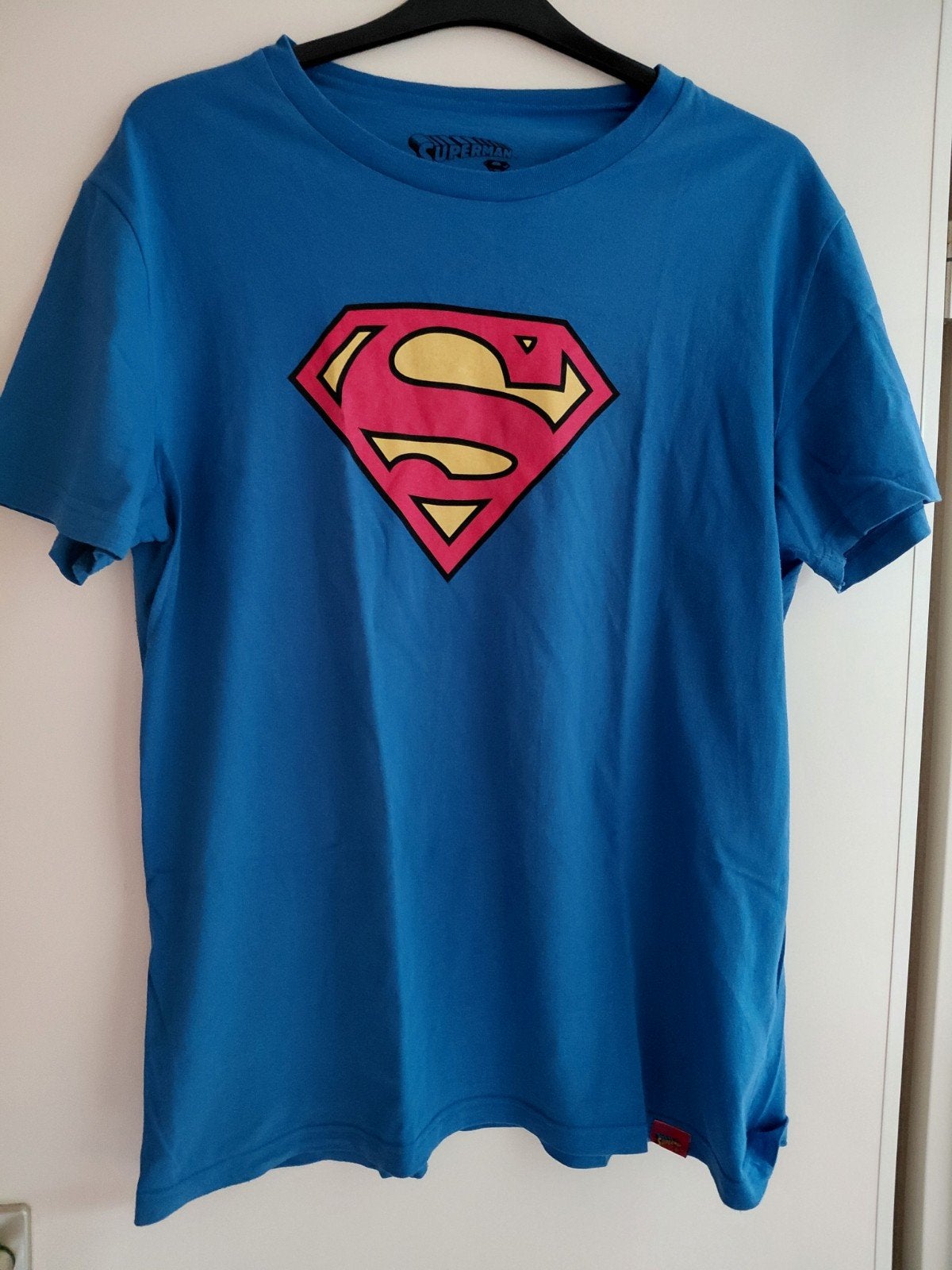 Superman T-shirt maat XXL gedragen, Kleding | Dames, Ophalen of Verzenden, Gedragen, Blauw, Trui of Vest