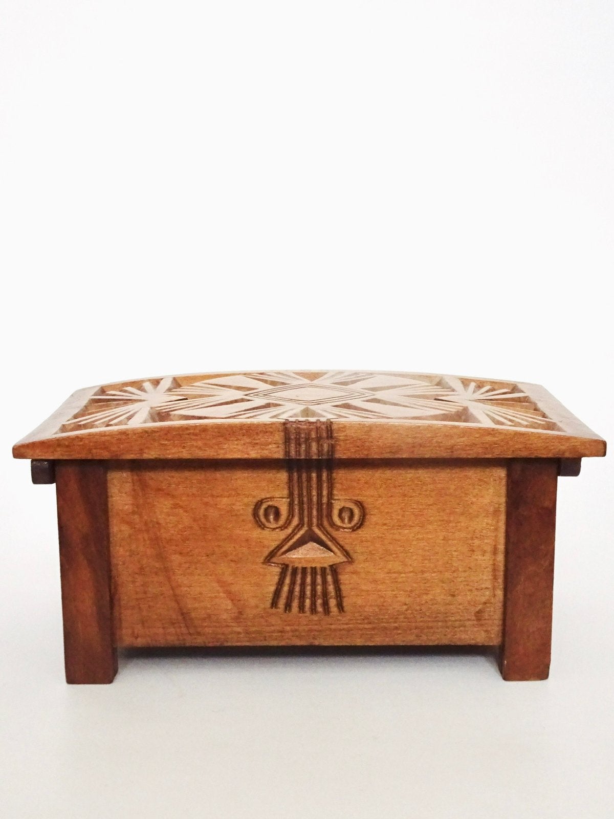 Vintage Art Deco design kist kistje hout bruin bohemian boho, Ophalen, Minder dan 50 cm, Minder dan 50 cm, Zo goed als nieuw