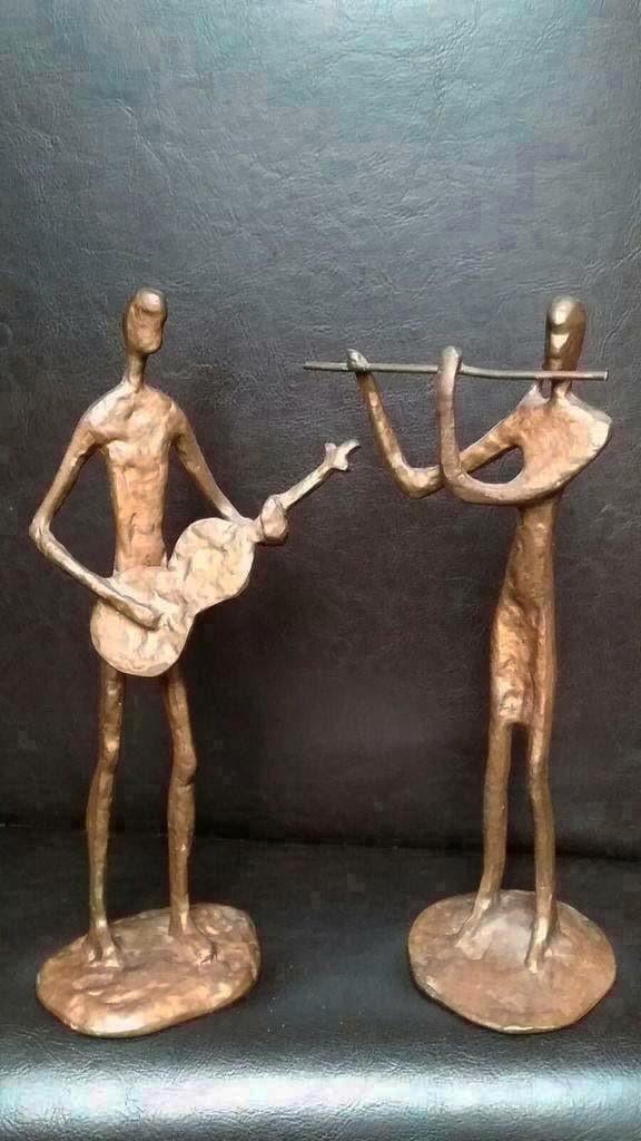 Art Deco set van twee bronzen beelden man en vrouw brons, Antiek en Kunst, Antiek | Koper en Brons, Ophalen of Verzenden, Brons