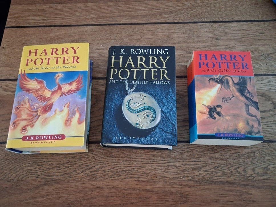 Harry Potter boek Engels 3x deel 4 5 en 7, Ophalen of Verzenden, Gebruikt, Boek of Poster
