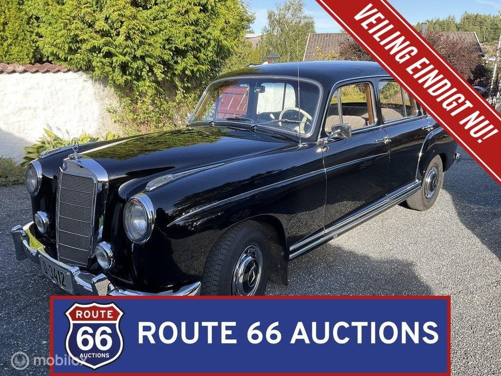 Mercedes-Benz 220 S | 1957 | Route 66 Auctions, Auto's, Overige carrosserieën, Zwart, Mercedes-Benz, Bedrijf