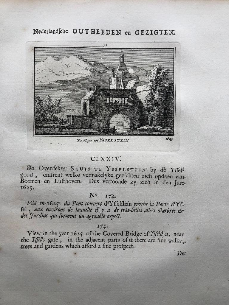 174 / Ijsselstein de Sluis Kopergravure 1732, Antiek en Kunst, Kunst | Etsen en Gravures, Ophalen of Verzenden